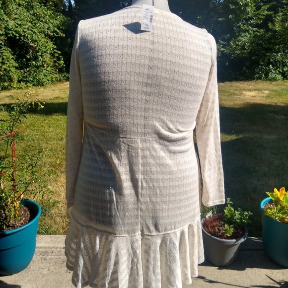 NWT Maurices Plus Size 0X Boho Pullover High-Low Ivory/Cream Linen Tunic/Blouse - Picture 3 of 8